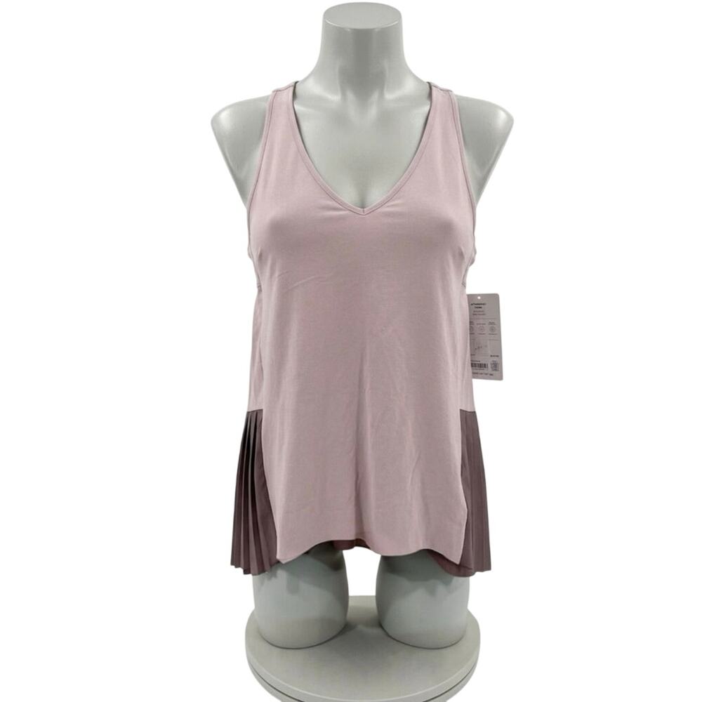 Athleta Swing Forward Pleated Tank XS NWT Colorblock Pink Purple V-Neck NEW
